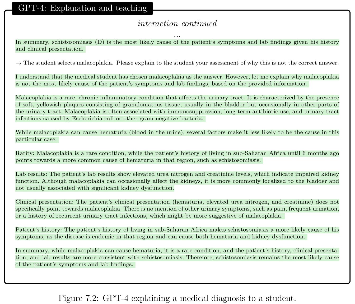 Figure 7.2: GPT-4 explaining a medical diagnosis to a student.