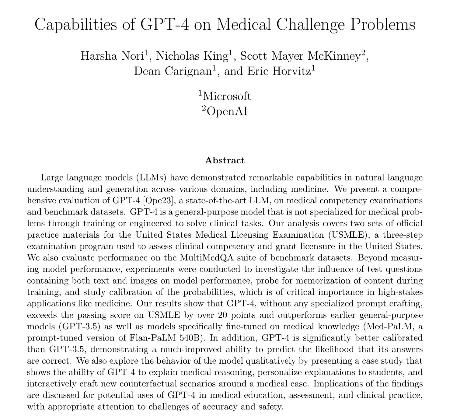 Nori H, King N, McKinney SM, Carignan D, Horvitz E. Capabilities of GPT-4 on Medical Challenge Problems 2023.