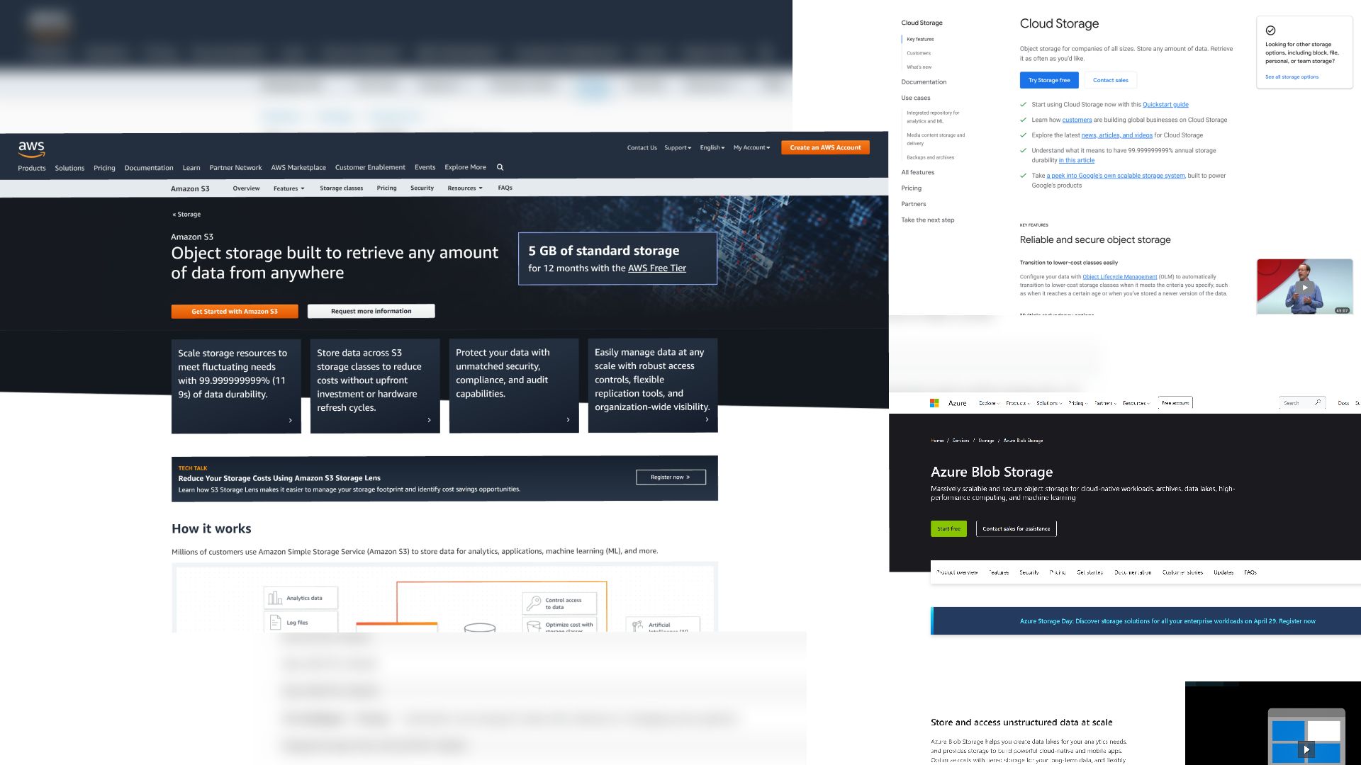 AWS S3, Google Cloud, Azure website